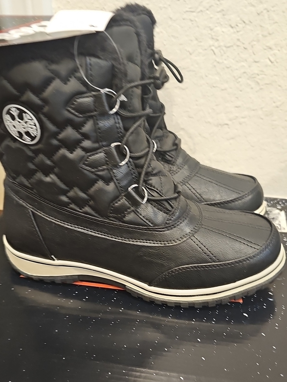 Totes Womens Adrian Waterproof Insulated Flat Heel Winter Boots Black Size US 7M